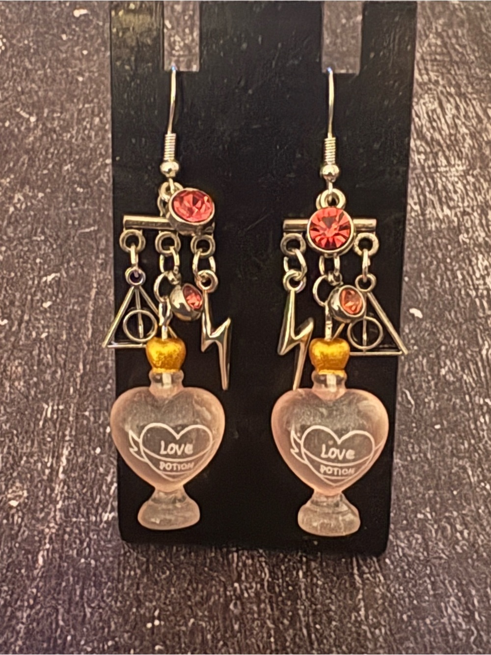 Harry Potter Amortentia Love Potion Lightning Bolt Charm Dangle Earrings